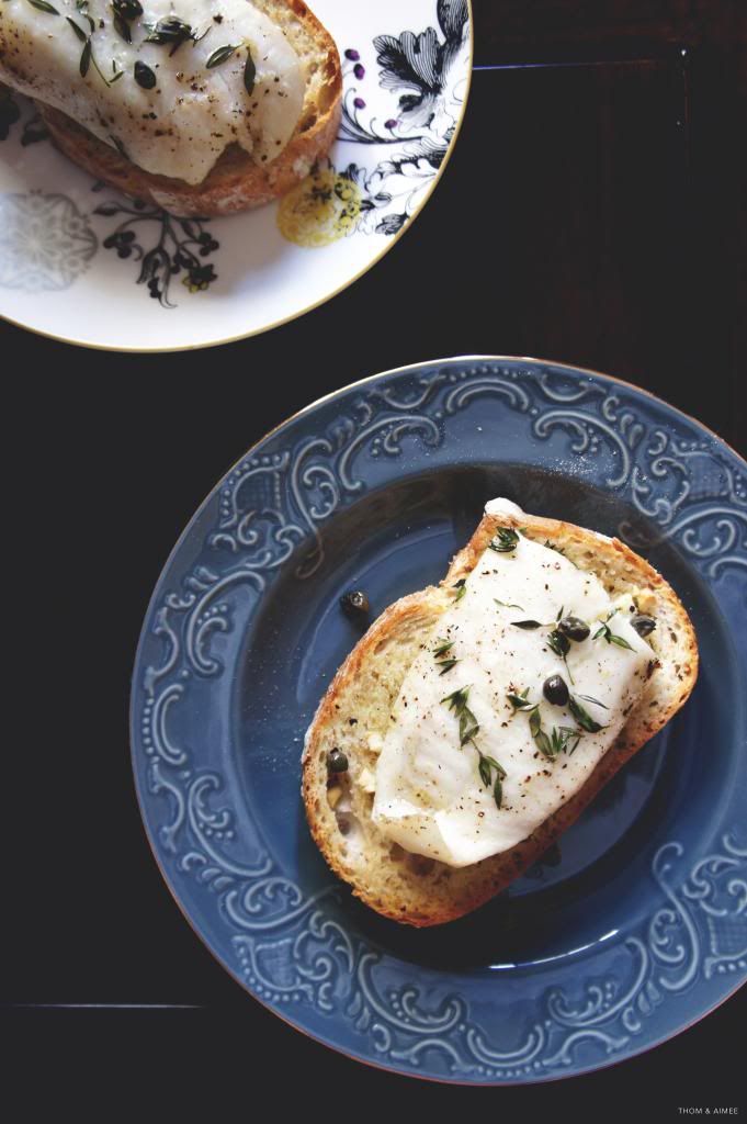 The Novice Cook Baked Fish and Capers on Toast Thom & Aimee