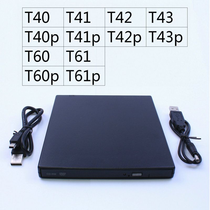 New USB 2.0 Slim External Case Enclosure For ThinkPad T4 & T6 Series DVD-ROM Optical Drive.