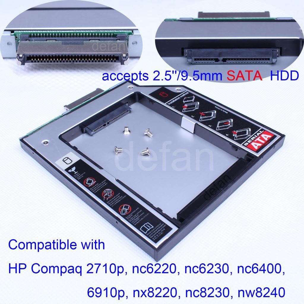 ... ROM Optical Bay SATA 2nd HDD Caddy Tray HP nc6230 nc6320 nc6400 nc8230