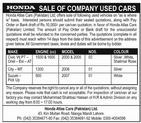 Honda atlas cars pakistan company profile #3