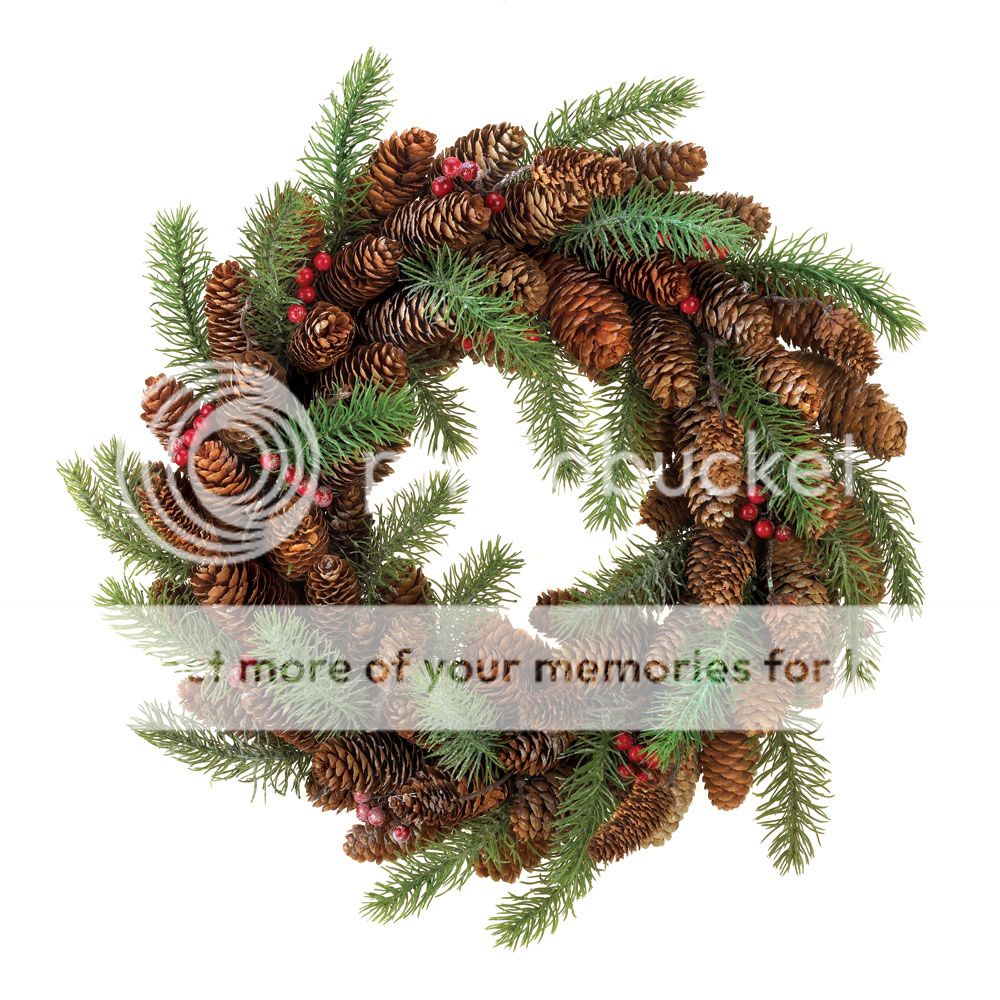 18 " Christmas Holiday Pine Cone and Berry Wreath